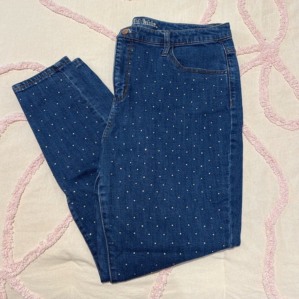 Wild Fable Blue Skinny Jeans with Rhinestone Details
